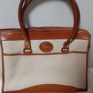 Vintage Dooney & Bourke Cream and Brown Satchel